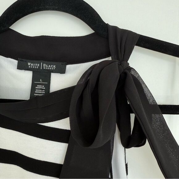 WHITE HOUSE BLACK MARKET | striped halter top with tie detail - Picture 4 of 10